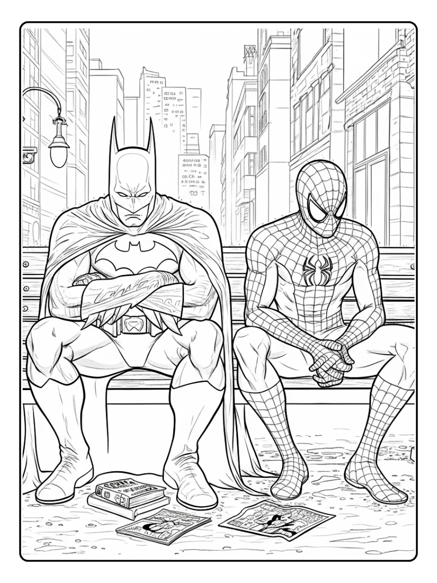 desenho do batman e homem aranha para colorir (9)