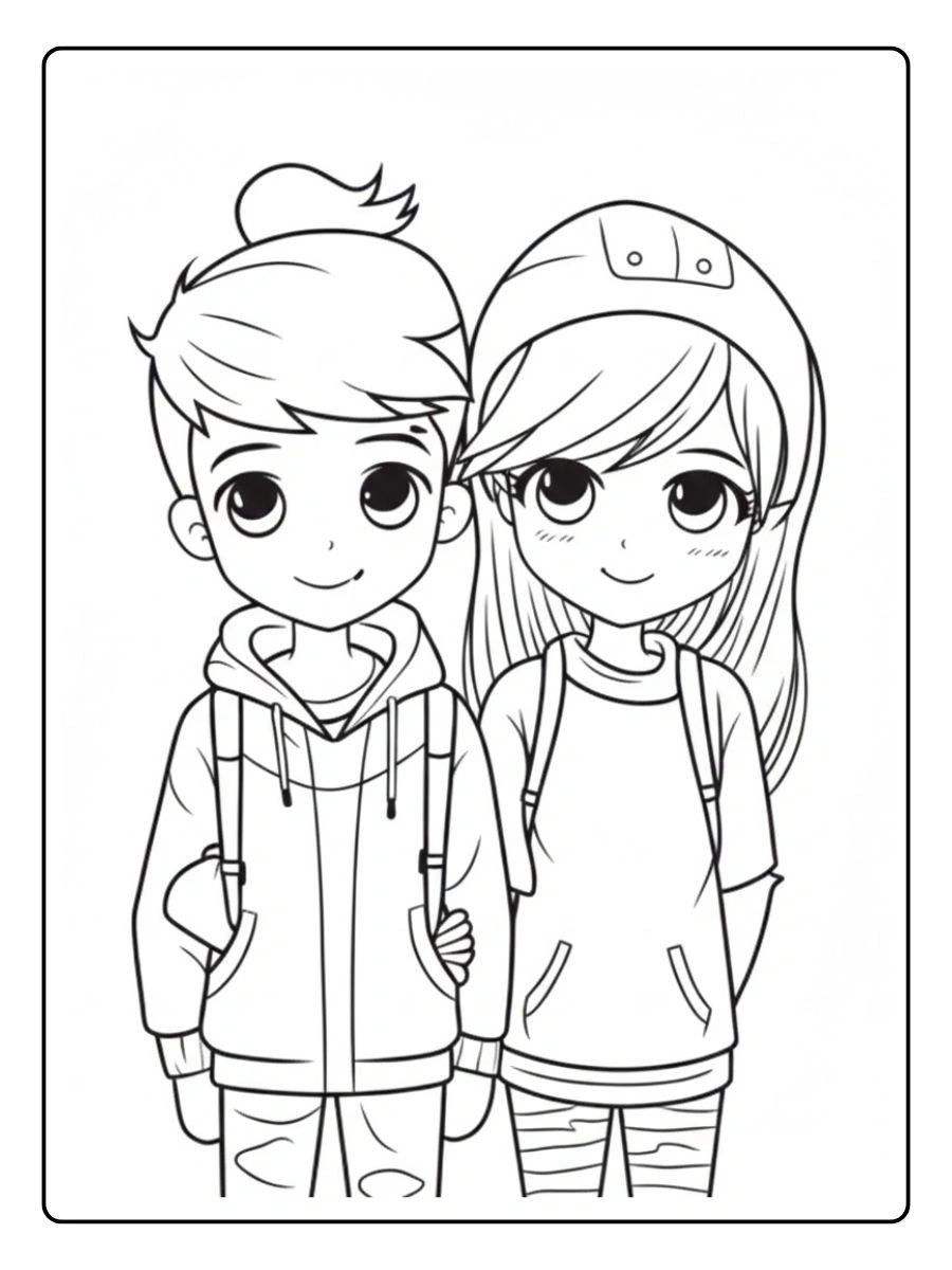 Desenho de Casal para Colorir (3)