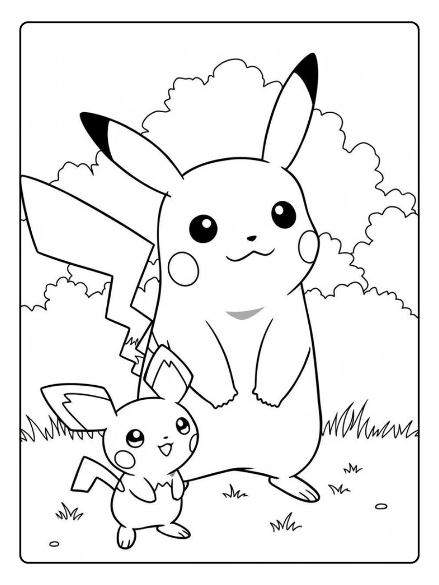 Pikachu infantil para colorir