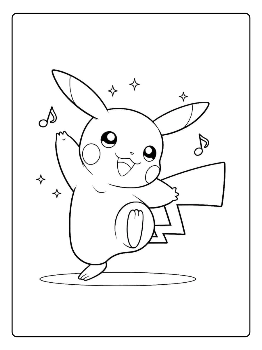 Pikachu sorrindo para colorir