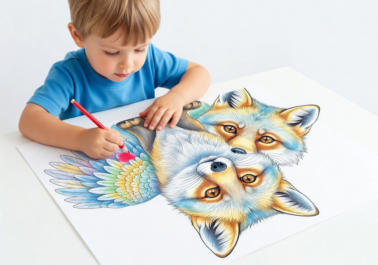 Como colorir animais: pelos, penas e olhos sem exagerar Exemplo colorido de animais mostrando pelos suaves, penas vibrantes e olhos expressivos