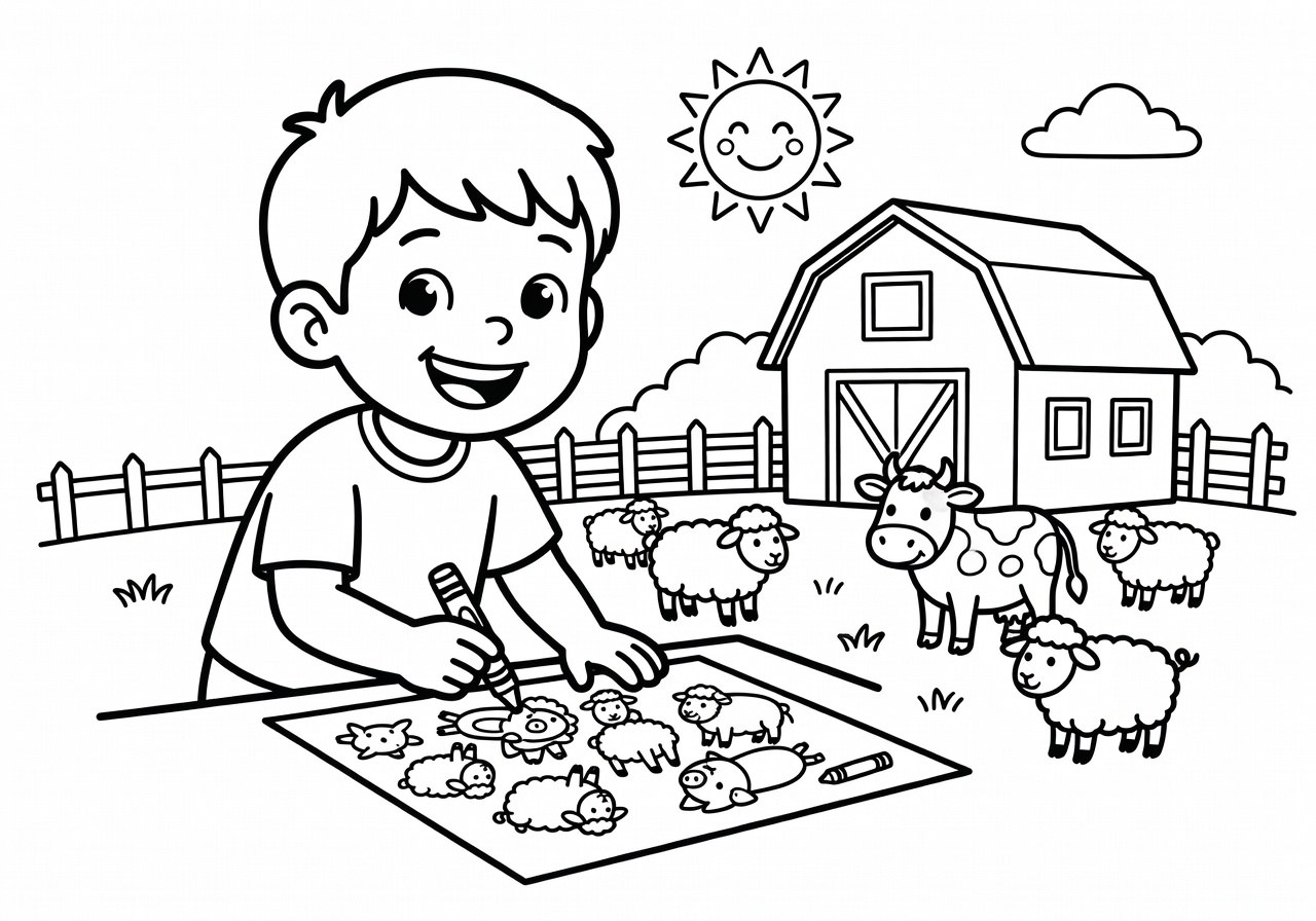 Desenho para colorir em preto e branco com linhas finas e claras