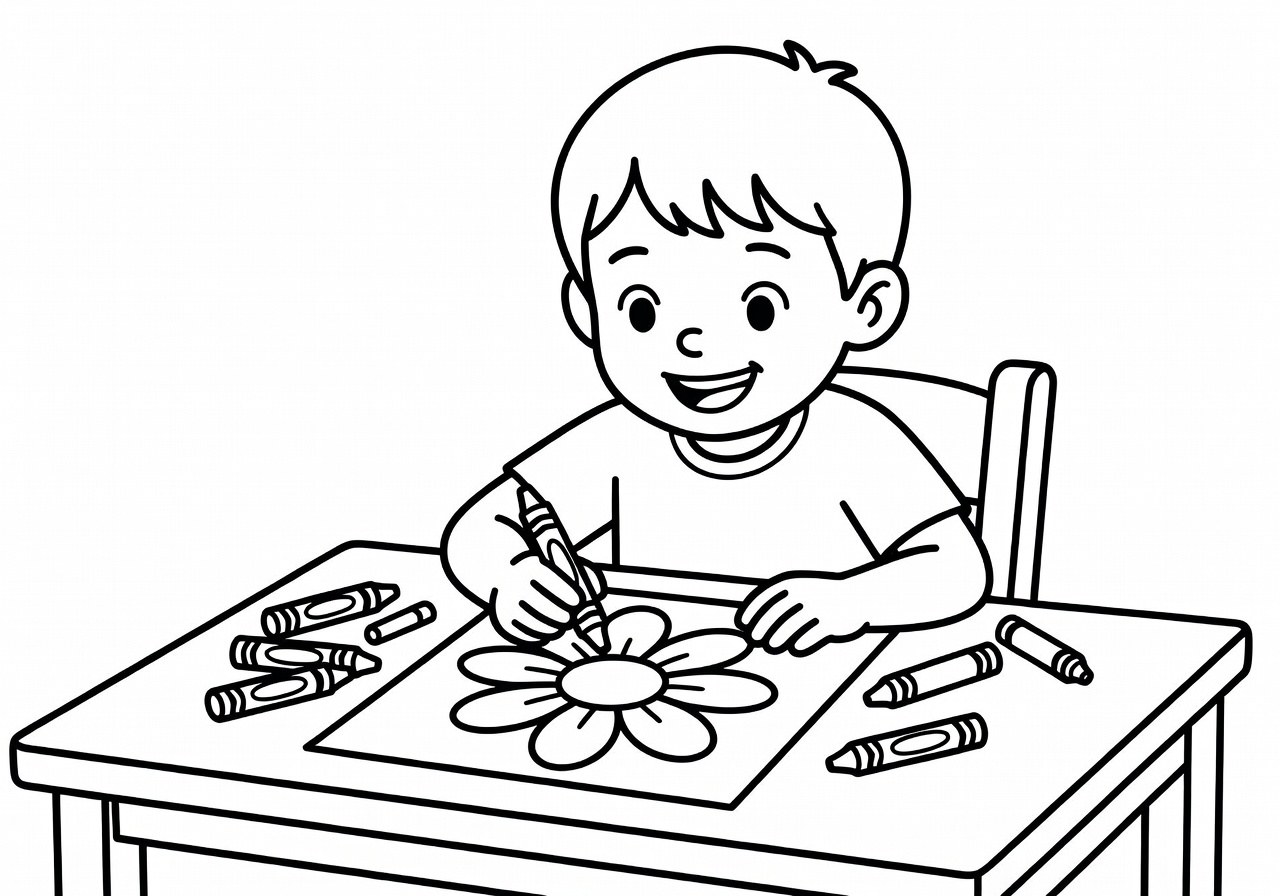 Erros comuns ao colorir com crianças e como corrigir Desenho para colorir de uma criança com lápis de cor
