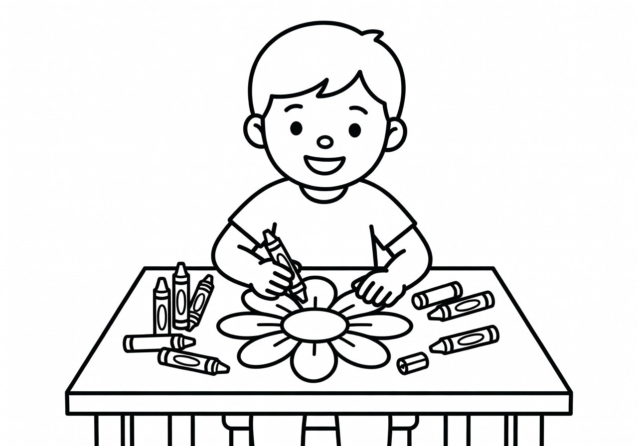 Desenho para colorir de flores e animais