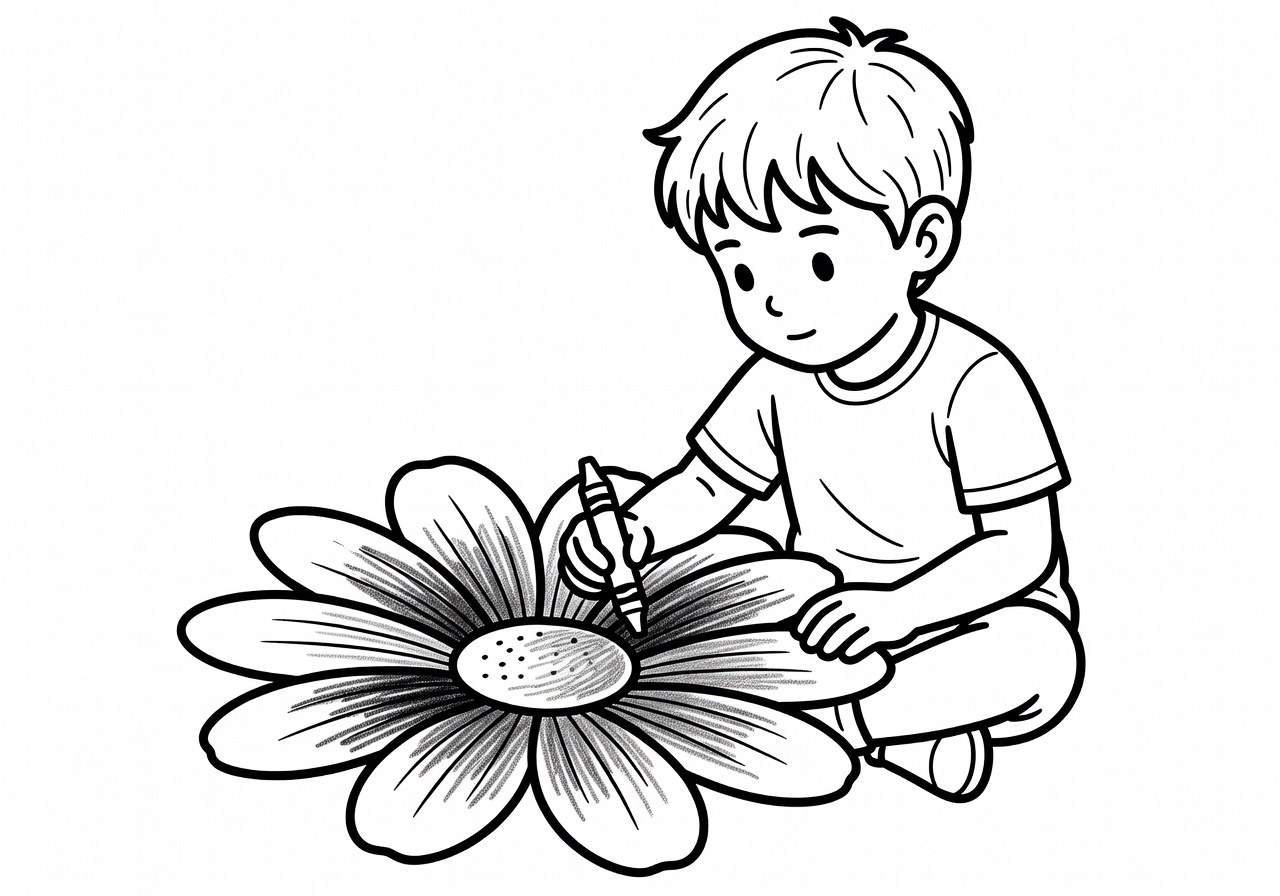 Desenho em linha para colorir com áreas prontas para degradê